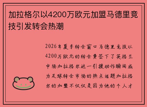 加拉格尔以4200万欧元加盟马德里竞技引发转会热潮